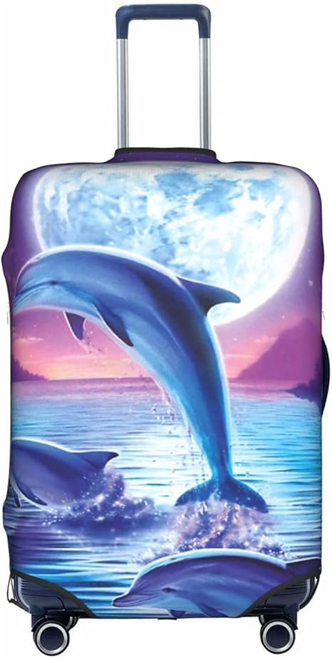 review Travel Luggage Cover Purple Sky Jumping Dolphin Boy Girl Suitcase Protector