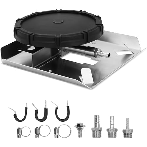 Pond & Lake Aeration Accessories — Self-Weighted Stainless Steel Base, Membrane Diffuser, Stainless Steel Connectors for 3 Hose Sizes, and 3 Sets of Clamps, Ideal for Outdoor Aeration Systems.