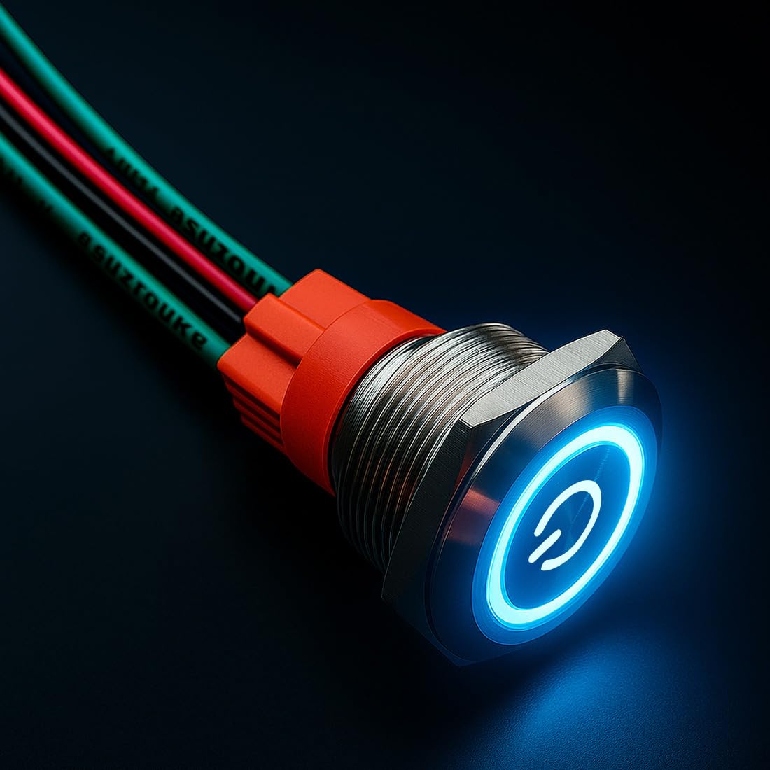 Guuzi Aggancio Interruttore a Pulsante a Scatto Corto da 15 Amp 220V Impermeabile per uso Marino a 4 pin 22mm SPST con LED Blu con Cavo