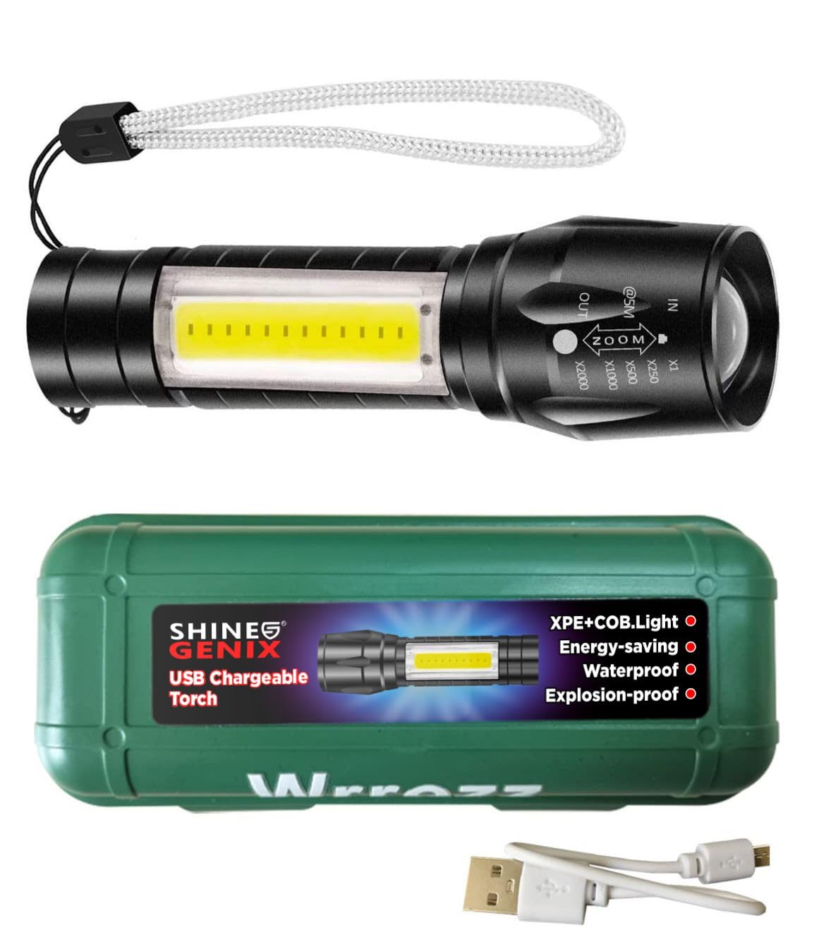 SHINE GENIX Torch Emergency Light Rechargeable Torch Light, Pocket Portable Rechargeable Torch LED Flashlight - USB Charge Mini COB Light for Hiking, Camping, Night Travel 450 Lumen 3 Mode Waterproof-image-34