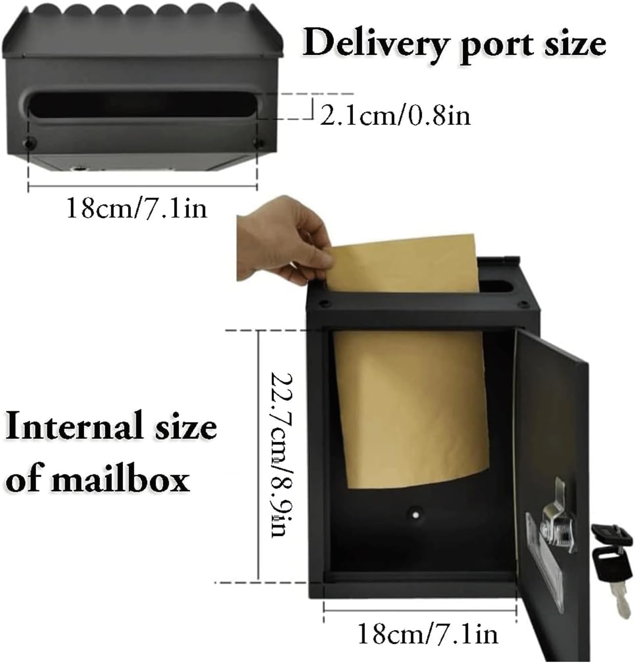 E-Mail Rechteckiges Schloss Eisen E-Mail Einfache E-Mail Home Wand Paketbox Outdoor Straßenrand Garten E-Mail(Black Yarn a)