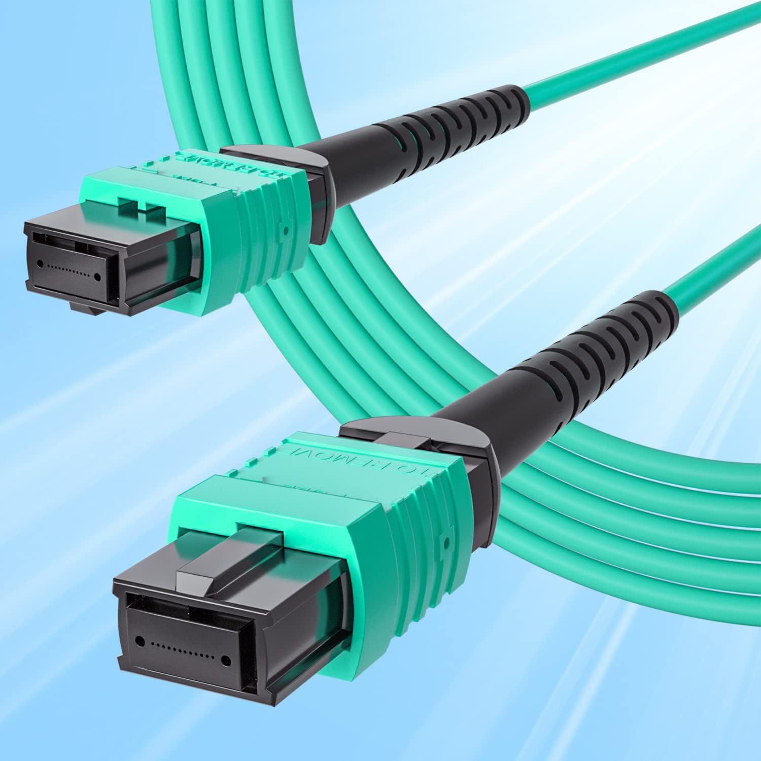 10Gtek Fiber Patch Cable - MPO to MPO OM3 Multimode Fiber Jumper Patch Cord, 8-core for QSFP+Transceivers Application, 0.5m(1.6ft)