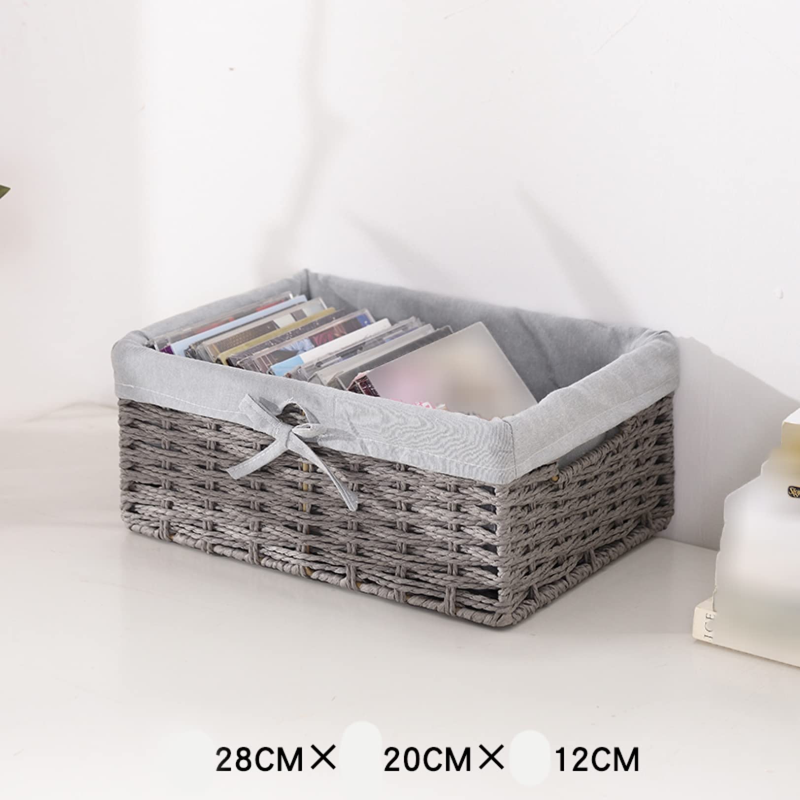 Amazon.co.jp: MJKQ9 収納バスケット 収納ボックス グレー 藤編み