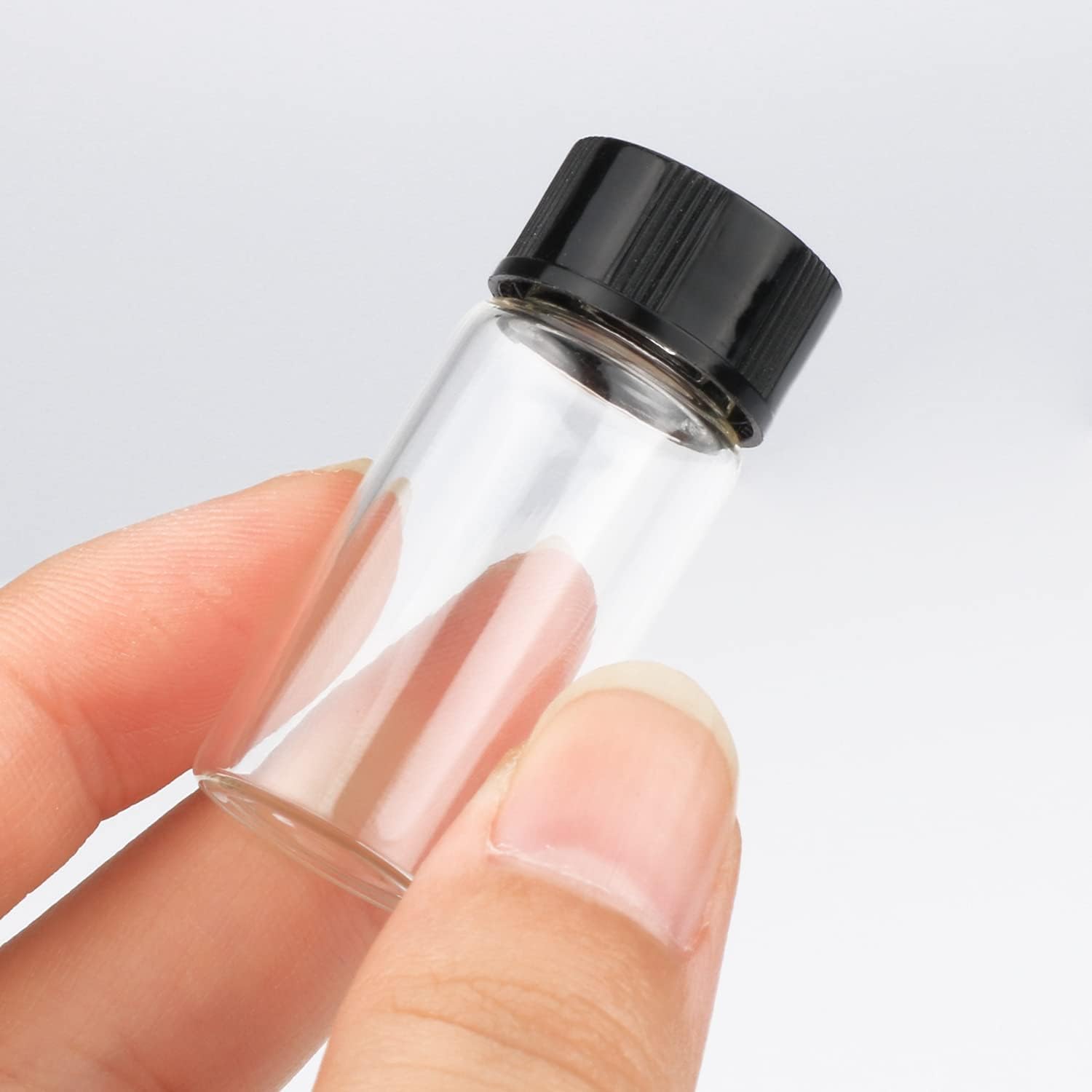 Glass Liquid Sample Vial with Screw Caps,Empty Refillable Travel Glass Essential Oil Bottle Preservation Storage Test-image-2