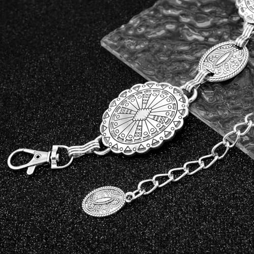 Image of Women's Concho Chain Belt Western Cowgirl Metal Waist Chain Belt for Dress