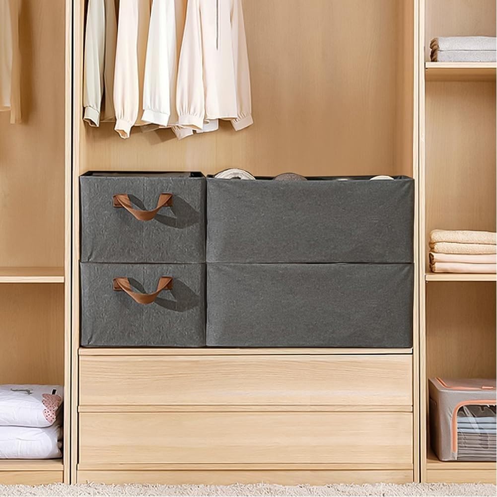 Cajas de almacenamiento plegables para armario y cajón de ropa, diseño grande que ahorra espacio, solución de organización versátil