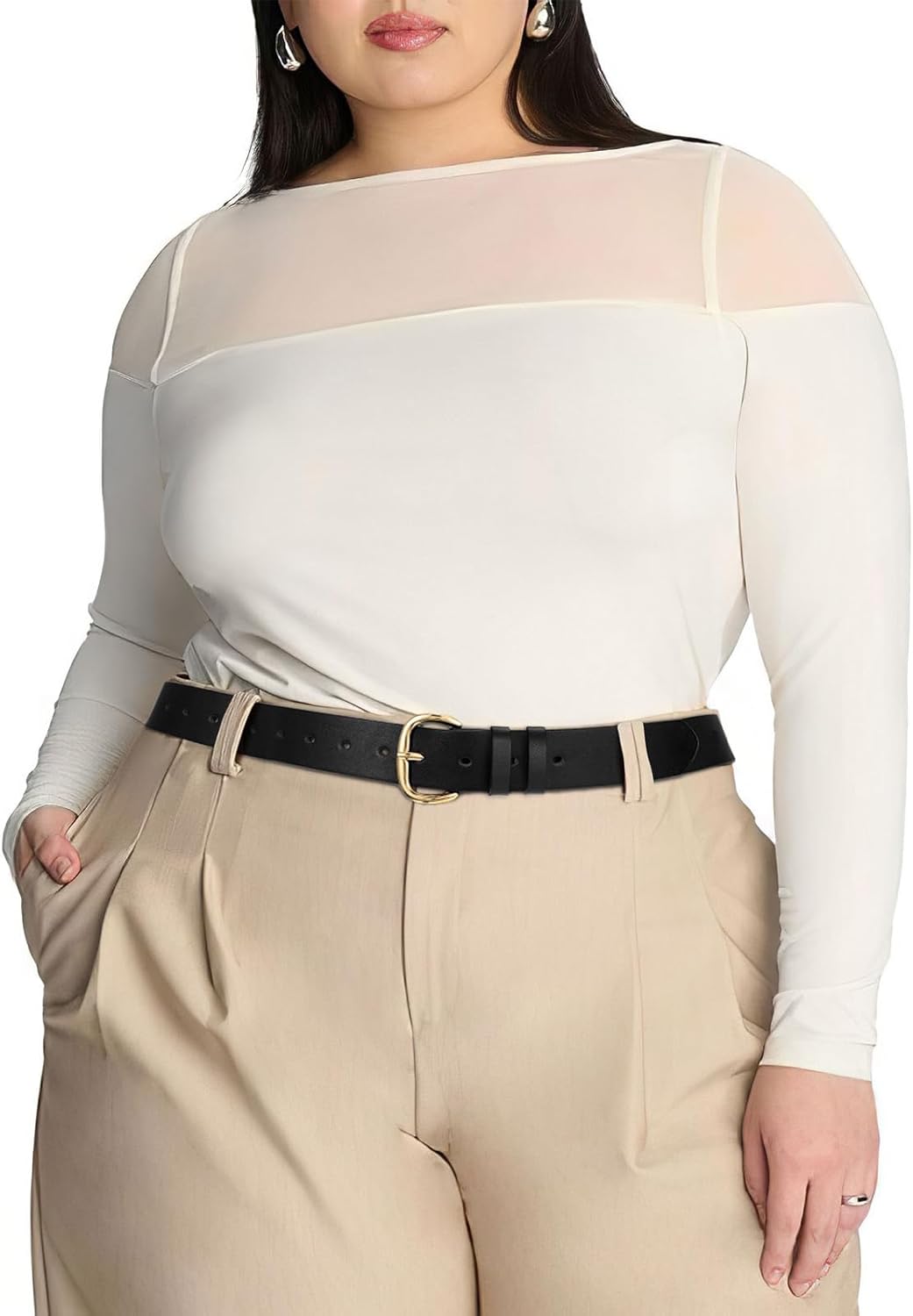 JASGOOD Women Leather Belt for Jeans Pants Gold Buckle Lady Casual Dress Waist Belt - Image 4