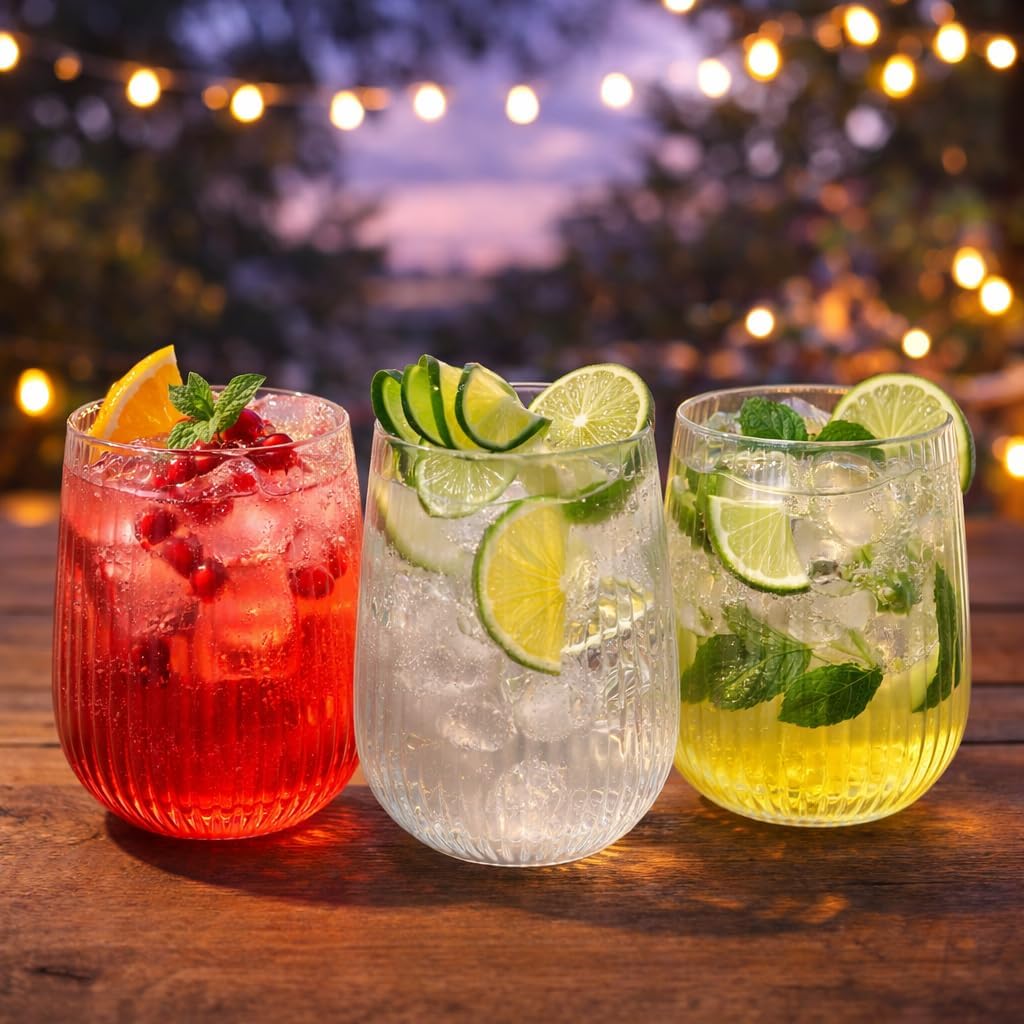 Oojami Plastic Wine Glasses Disposable Bulk 30 Pack - 16 oz Stemless Clear Wine Cups Reusable Shatterproof Unbreakable for Wedding Party Events Outdoor Catering Drinkware