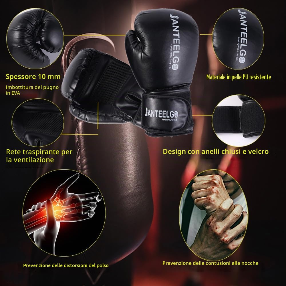 Sacco da boxe sospeso e sacco boxe Non Riempito JanTeelGO 100 cm materiale PU con catena di montaggio e gancio a soffitto per uomo donna adolescente adulti bambino MMA Kickboxing Muay Thai Karate