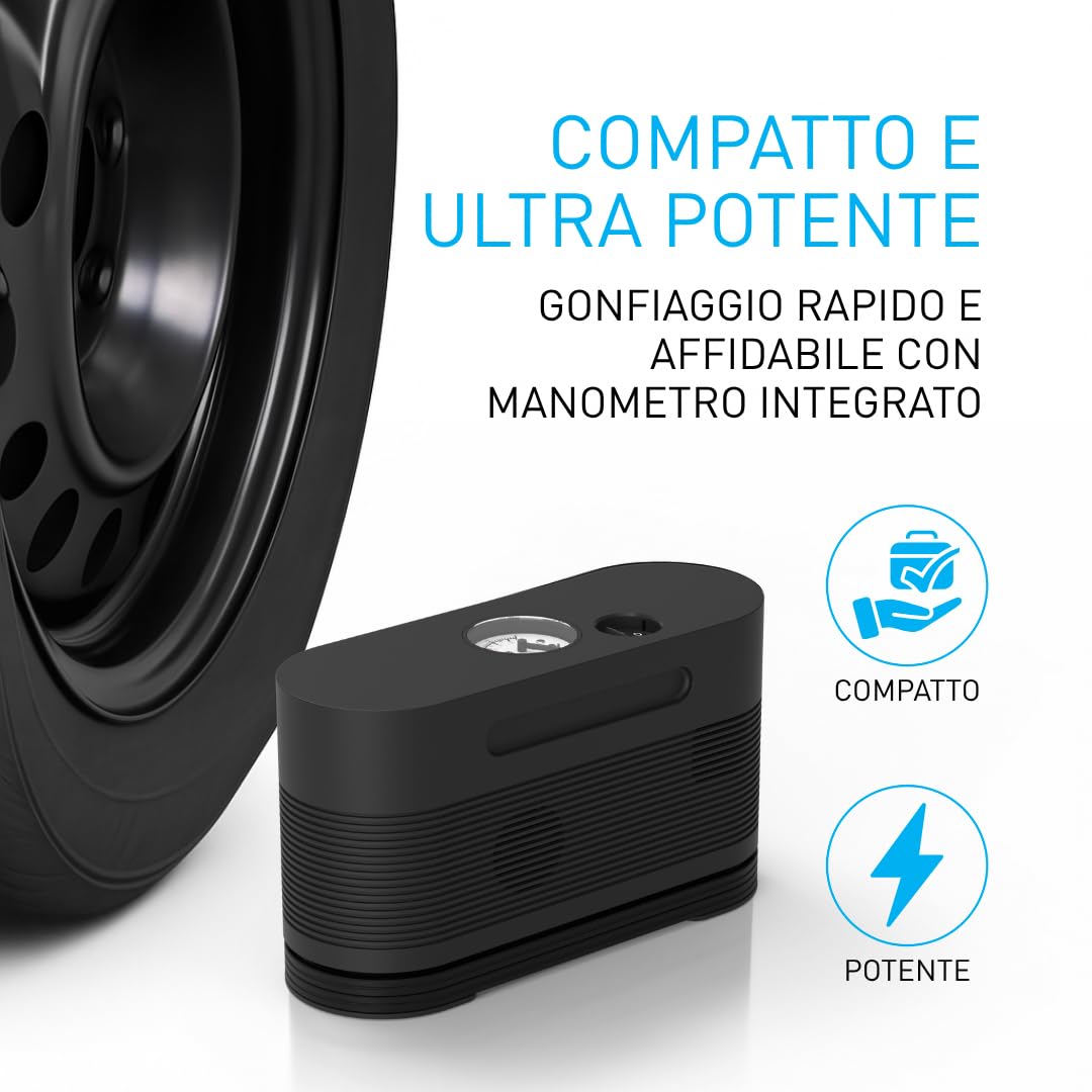 Fix&Go AIR Kit Riparazione Pneumatici Auto con Compressore Aria Portatile 12V, Kit Gonfiaggio e Ripara Gomme Forate, Sigillante Ecologico Safe TPMS, Qualità Svizzera Approvato OEM per Auto e SUV