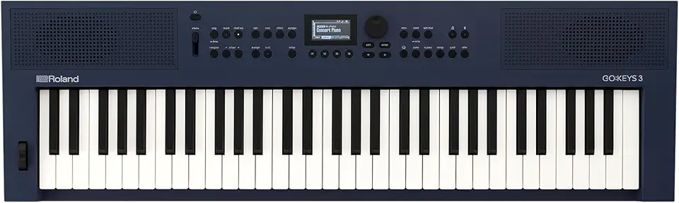 Teclado Roland GO:KEYS 3 para Criação Musical | Teclado de 61 Teclas | Alto-falantes Estéreo Integrados | Suporte Bluetooth Áudio/MIDI para Streaming de Música - Azul Meia-Noite