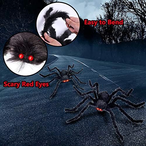 MOVINPE 200\" Halloween Spider Web + 2pcs 30\" Giant Fake Spider + 25pcs Mini Spiders, Huge Triangular Spider Web for Indoor Outdoor Decorations Yard Home Haunted House Party Décor