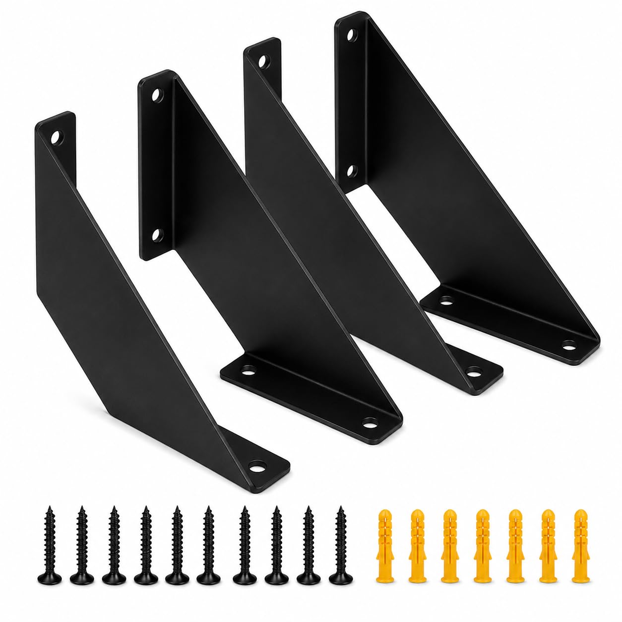 A. Y .S 6-Inch Aluminum Shelf Brackets for Wall Mounted Shelves (Pack of 4) | Heavy Duty Floating Shelf Support Brackets | Rust Resistant Corner Braces for Home, Kitchen, Garage & Office | Black-image-11
