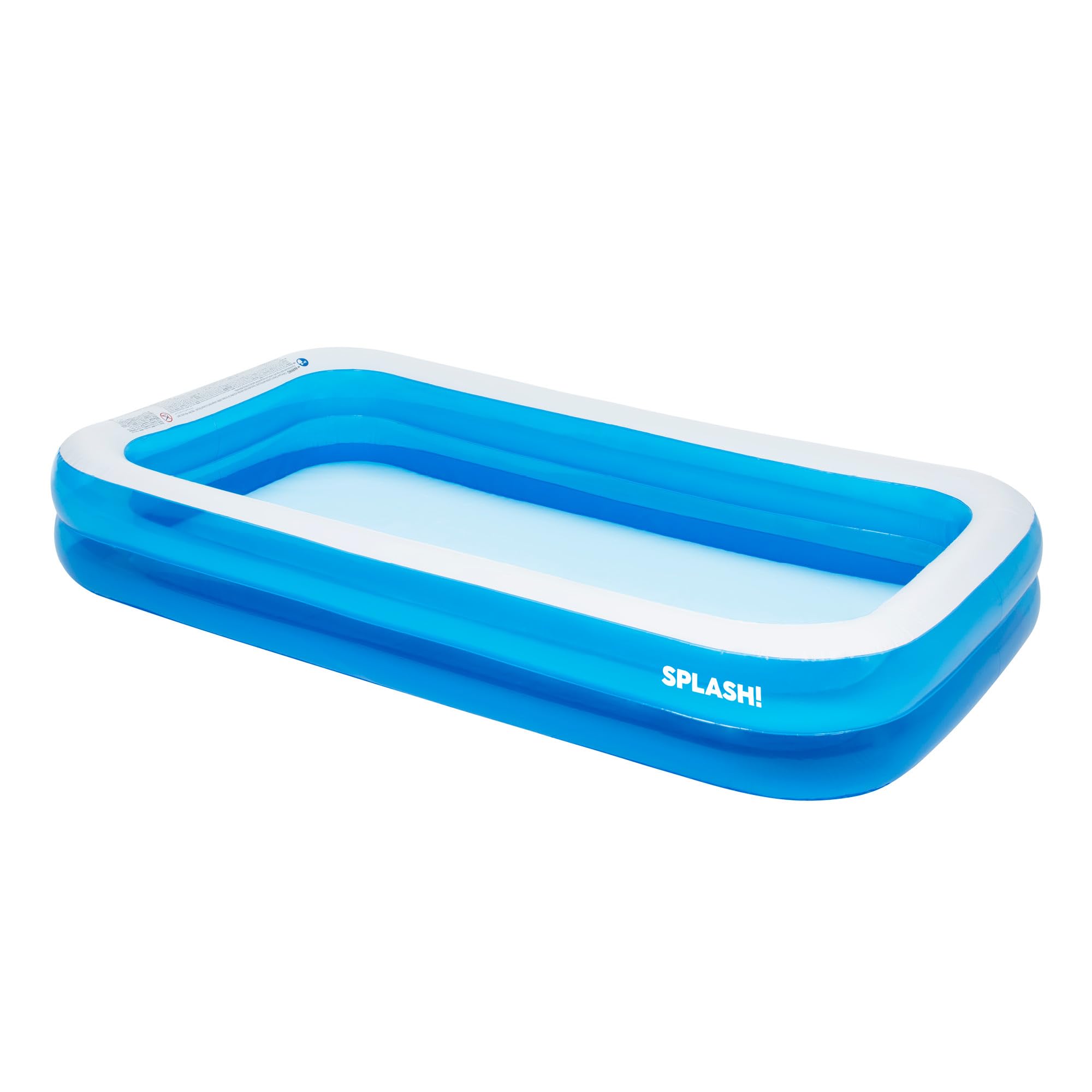 SPLASH! 10ft Inflatable Swimming Pool - Quick Set Rectangular Inflatable Pool Garden with Durable Vinyl, Fast Inflation, Safety Valve, Hose Adaptor - Outdoor Paddling Pool for Kids and Adults