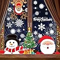Christmas Clings for Windows 300PCS Christmas Window Decals Christmas Window Clings Xmas Santa Window Clings Stickers for Glass Windows Decorations