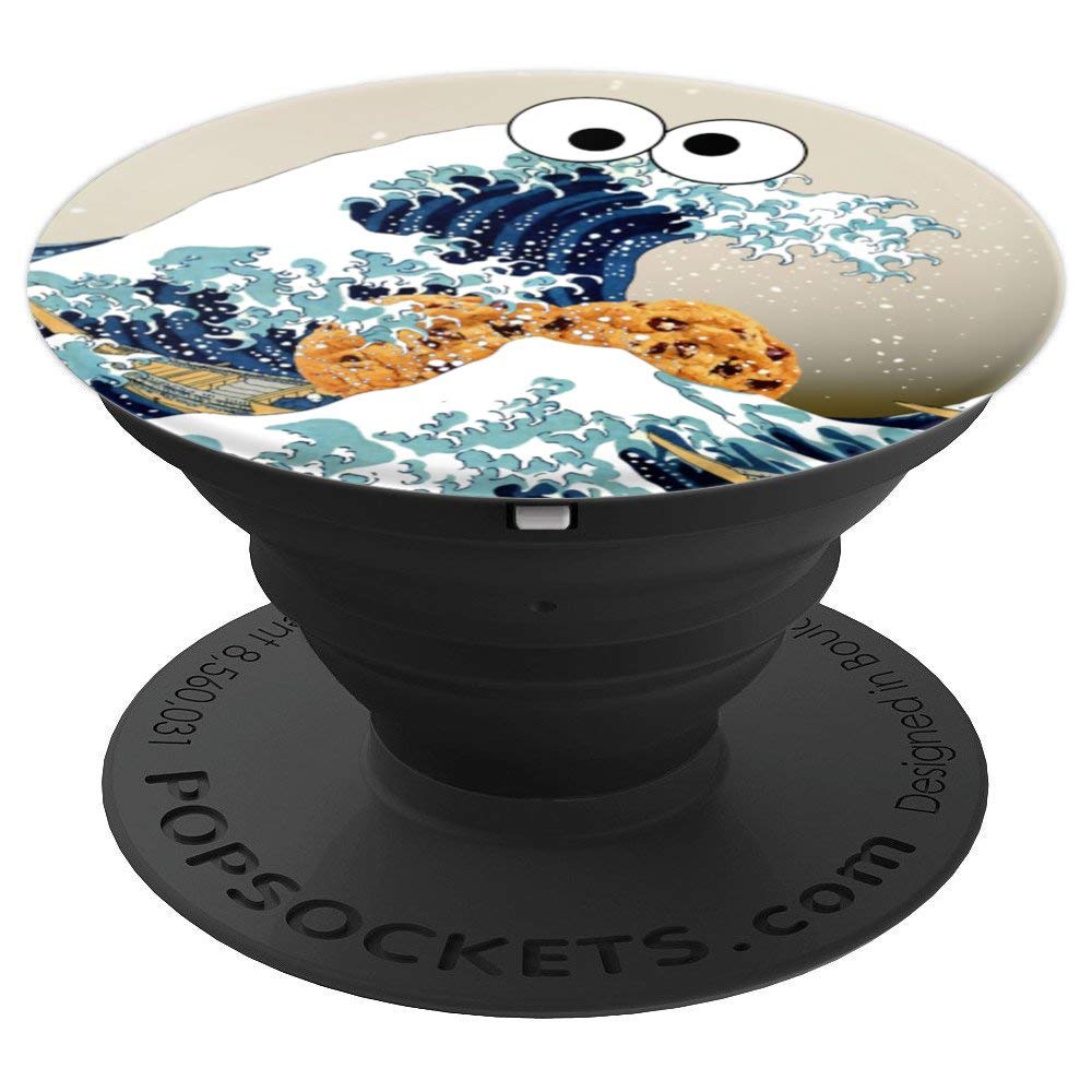 The Great Cookie Eating Wave Off Kanagawa - Googly Eyes Art PopSockets PopGrip: Swappable Grip for Phones & Tablets