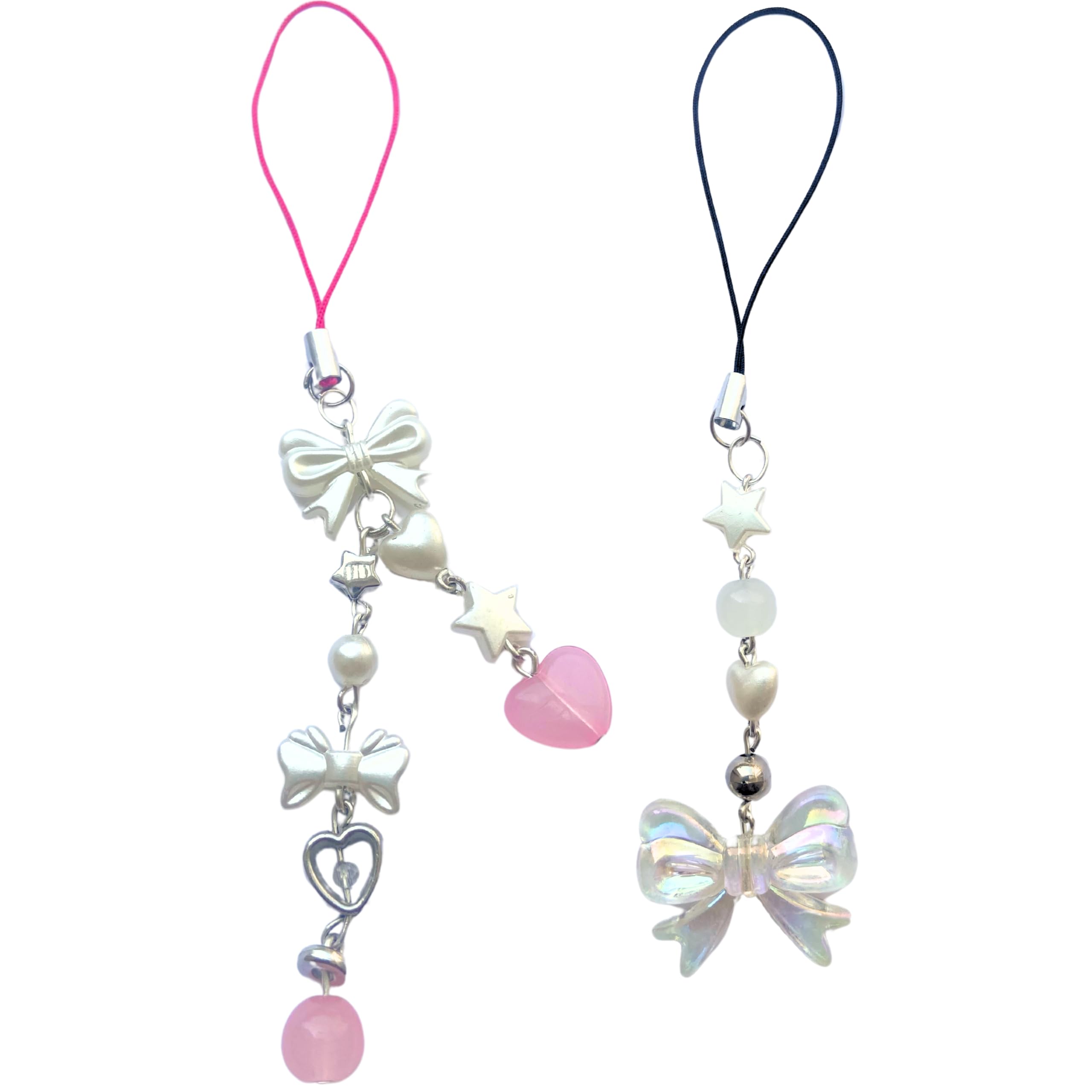 Snowy’s Shop Coquette 2-Piece Phone Bag Charm – Bow, Heart & Star Aesthetic Bag Jewelry Cute Hanging Accessory for Mobile Cases Gift for Teens, Girls & Women-image-30
