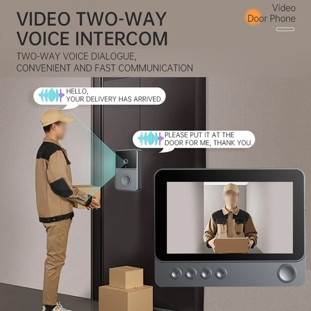 Sonnette vidéo Wi-Fi avec caméra 4,3 pouces IPS écran