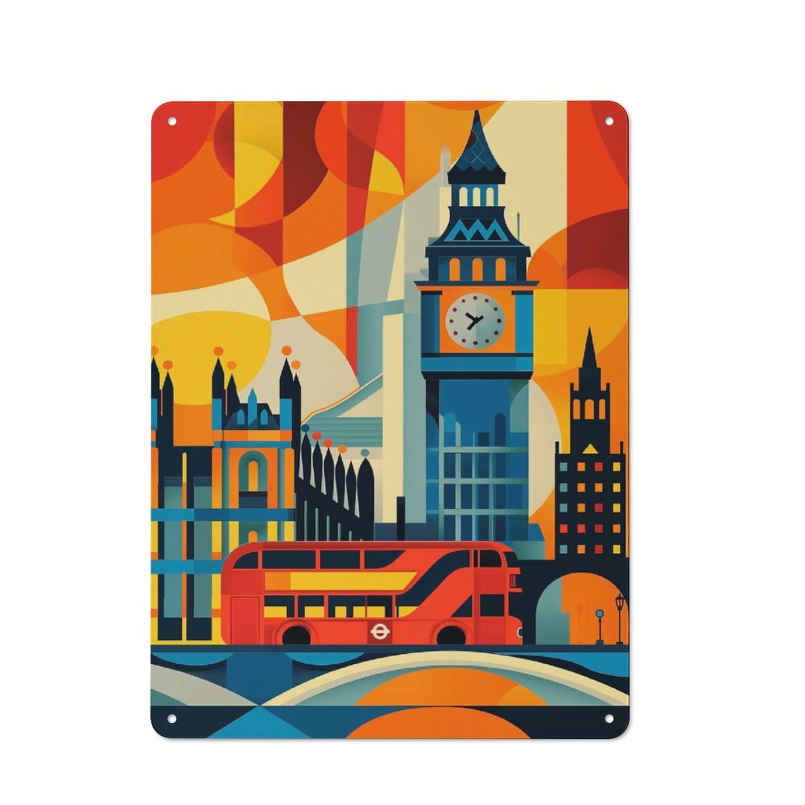 Junmoney London Ii Vintage Tin Sign 40X30cm Featuring For Workshop Wall, Gift For Metal Sign Collectors During The Christmas Season