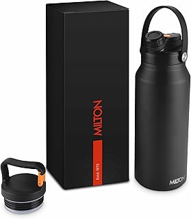 MILTON 1180ml Vacuum Insulated Water Bottle with Straw Lid - 2 lids included