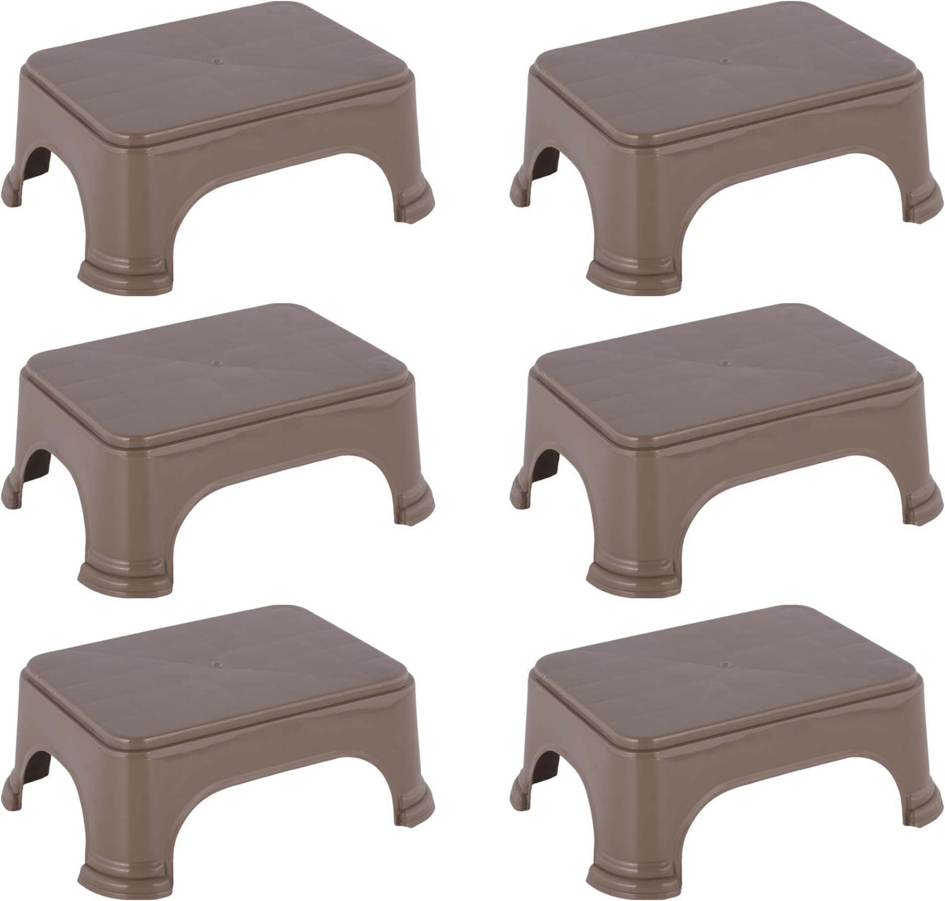 Kuber Industries Pack of 6 Durable Bathroom Stool for Bathing | Comfortable Indoor Machiya for Sitting | Senior Citizens Bath Stool & Adults Patla Chair for Home | Plain P6 - Brown