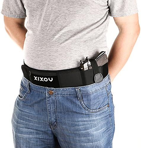 XIXOV Belly Band Holster(Left Hand) Concealed Weapon Carry Plate Carrier with Zipper Purse for Women Men Fits Glock 19, 17, 42, 43, Sig P320, P238, Ruger LCP, etc