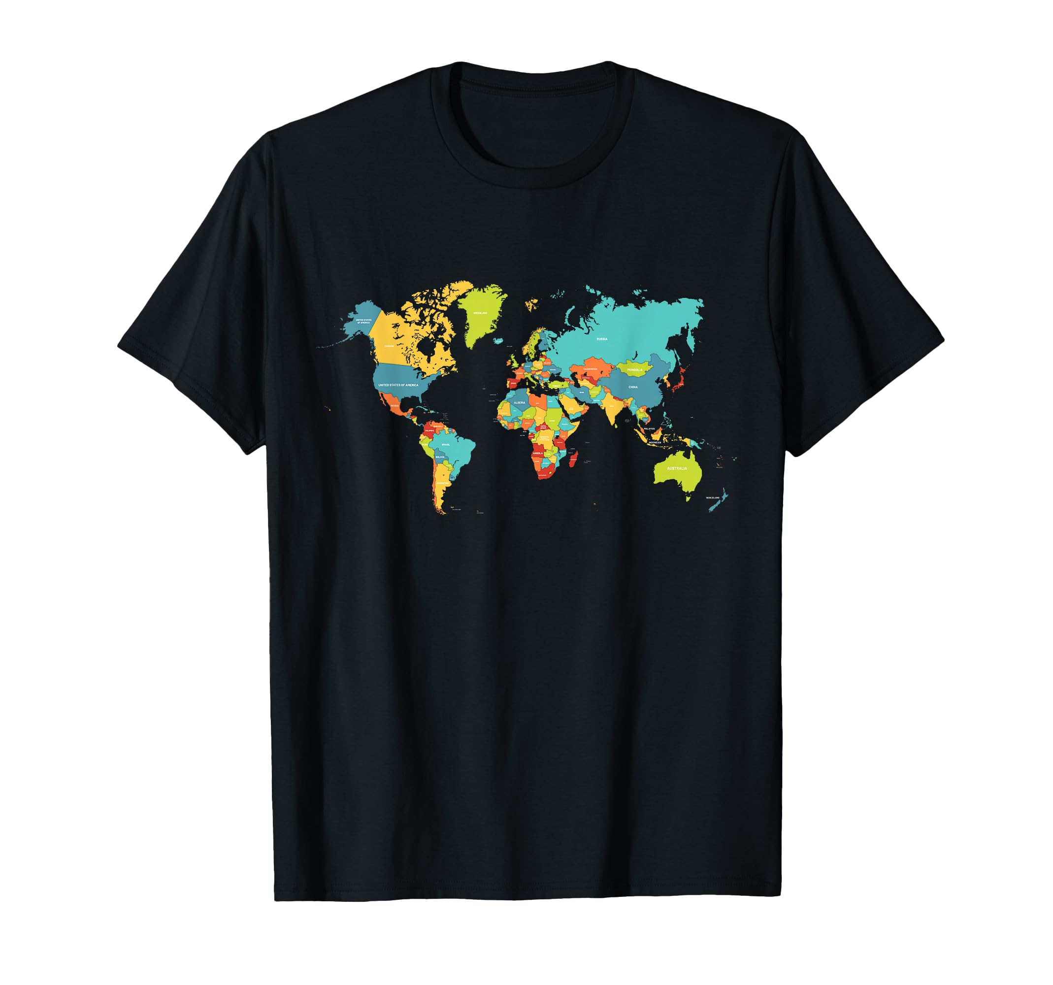 Countries of the World, Geographic World Map T-Shirt