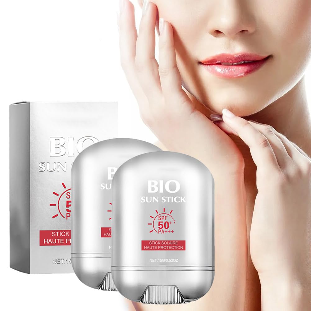 2 PCS Bio Sun Stick Peptide 9 Sun Stick SPF50+ Pa+++ Portable Sunscreen Stick Pro UV Advanced Protection Sunscreen Stick Refreshing Non Greasy And Easy To Apply Facial Sunscreens