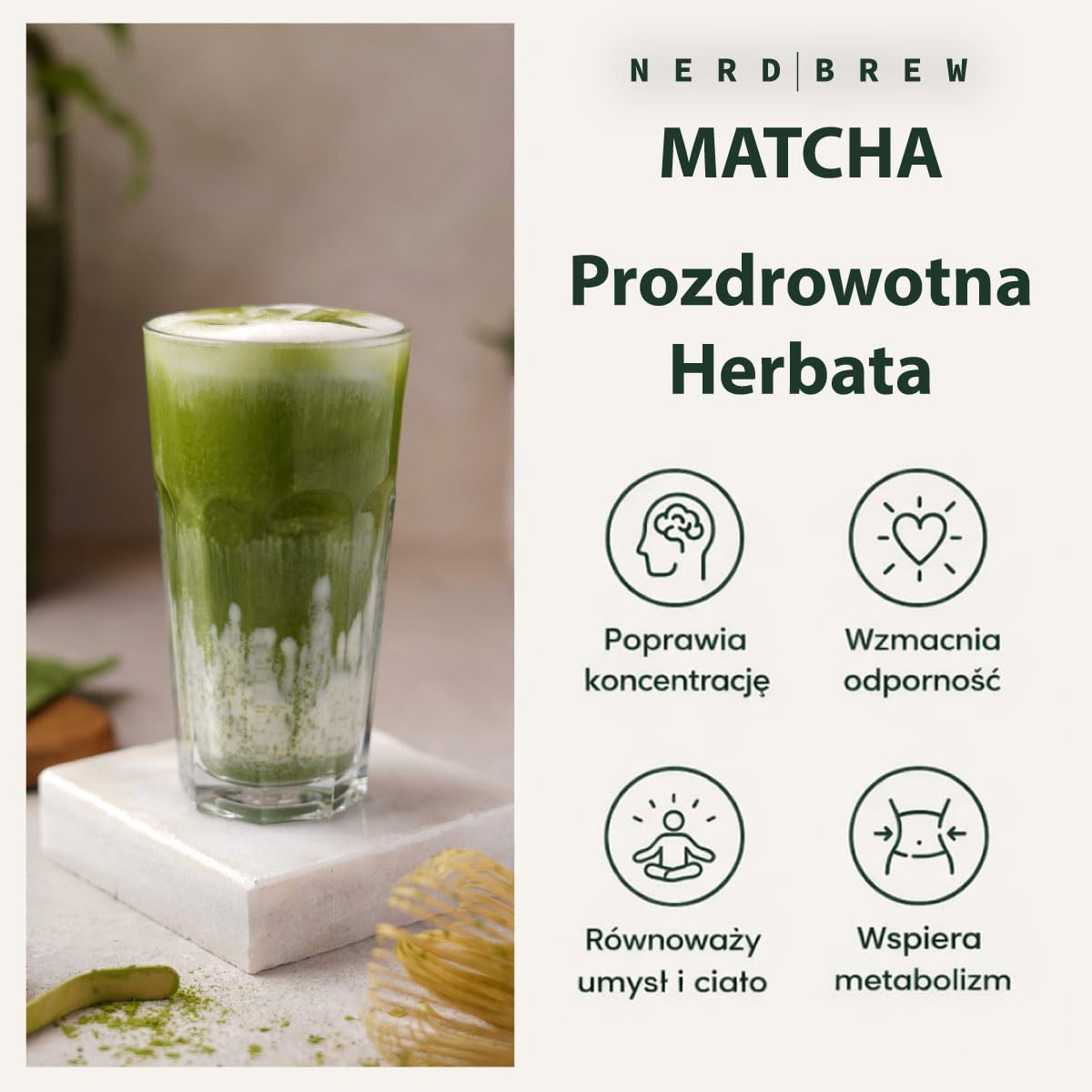 Matcha Ceremonialna 40g – Japońska Zielona Herbata w Proszku – Pierwszy Zbiór – Ceremonial Grade – Energia, Koncentracja, Równowaga – Do Matcha Latte