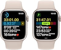 Vista 5 de Apple Watch Series 8 [GPS, 45 mm] - Caja de aluminio Starlight con correa deportiva Starlight, S/M (renovado)