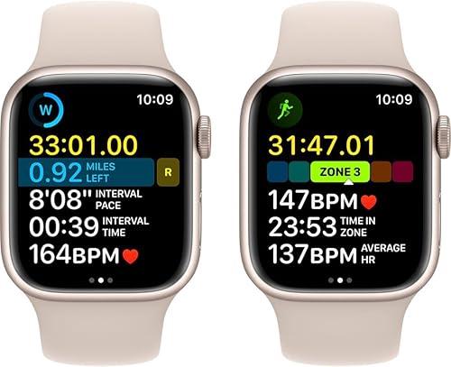 Miniatura 5 de Apple Watch Series 8 [GPS, 45 mm] - Caja de aluminio Starlight con correa deportiva Starlight, S/M (renovado)