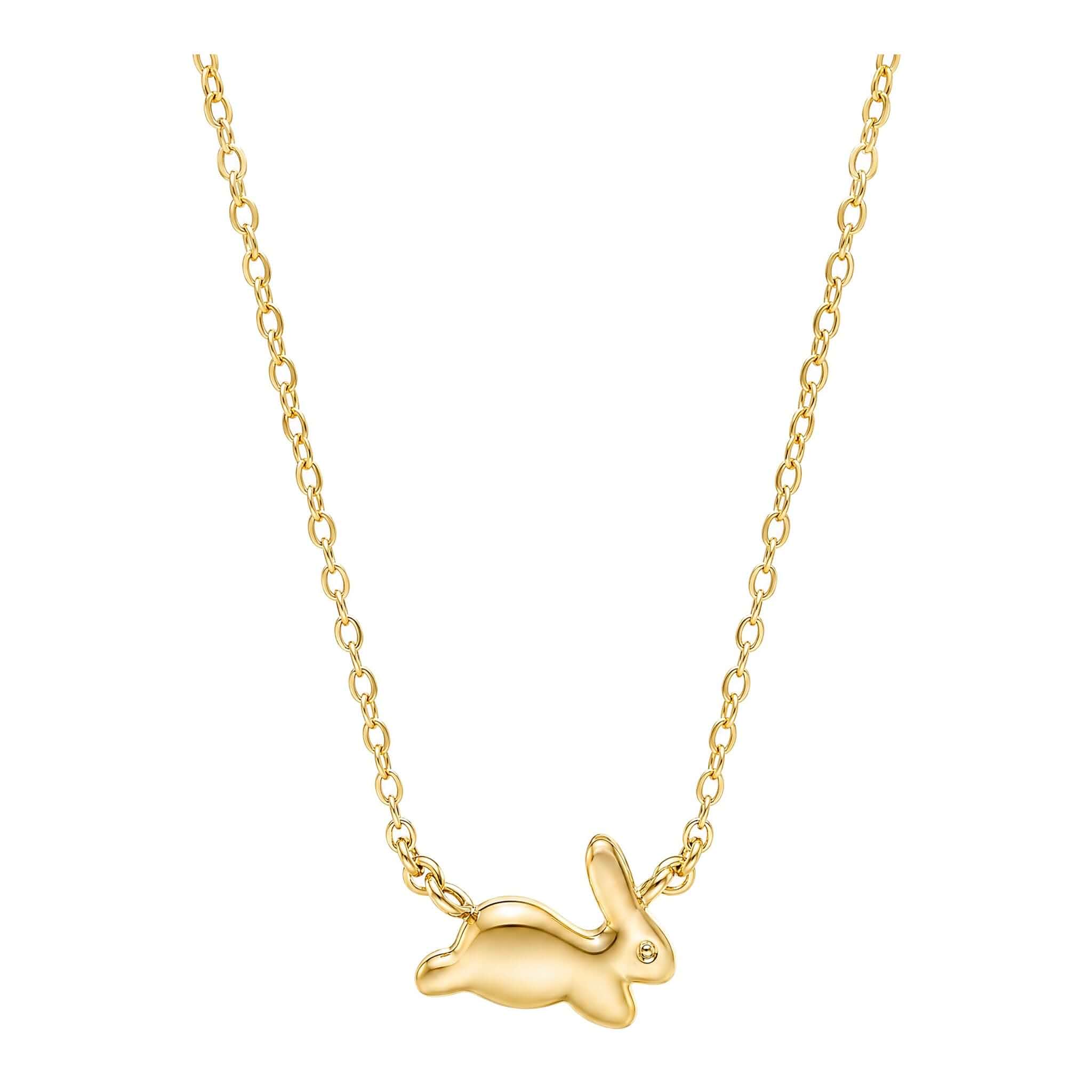 Bunny Necklace For Women Gold Plated Cute Rabbit Pendant Dainty Animal Jewelry Simple Chain Present For Women Birthday Anniversary Spring Accessories