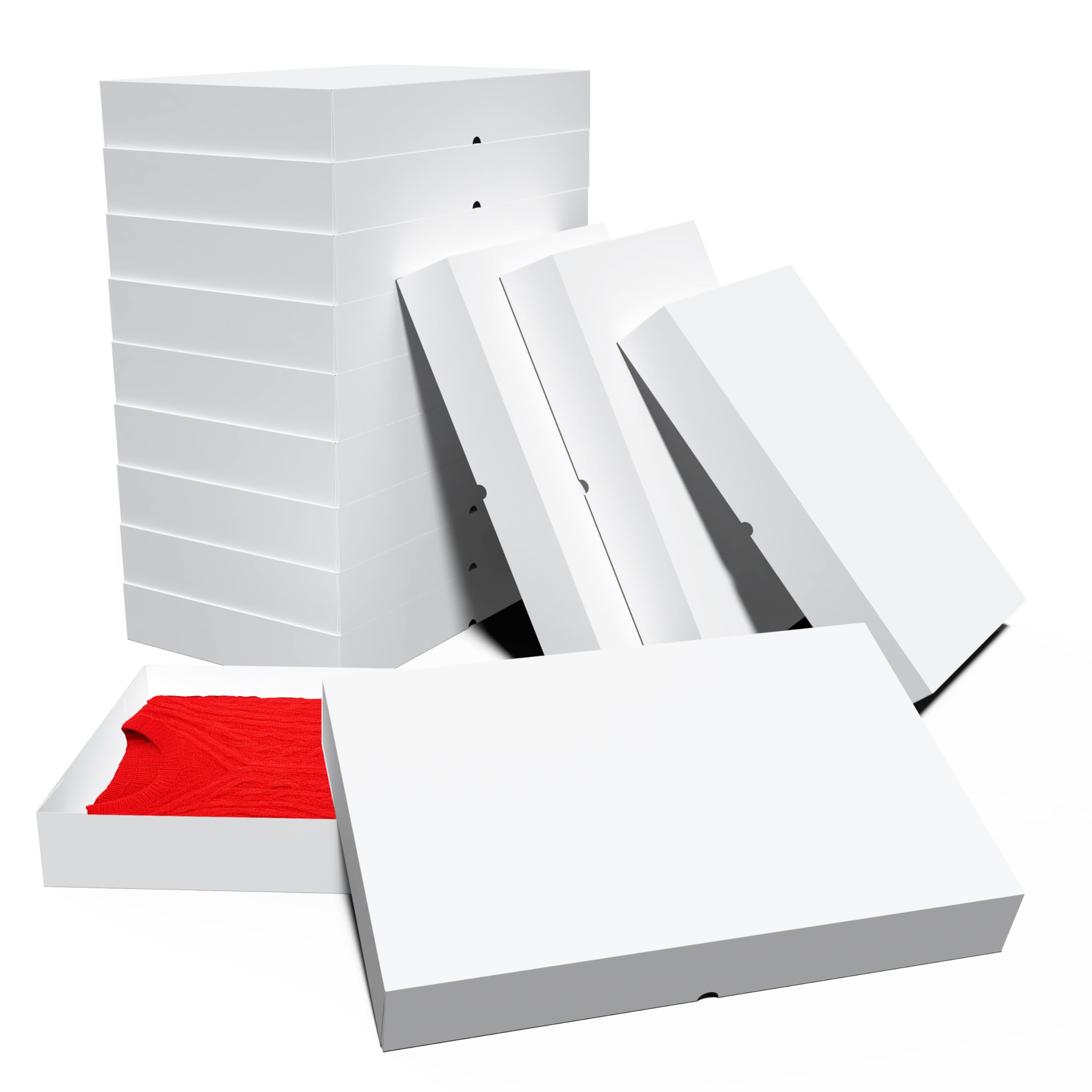 12 Pack Extra Large Gift Boxes with Lids - 17x13x4 Inch Oversized White Foldable Wrapping Boxes for Presents, Bulk, Deep Sweater, Robe, Blanket,
