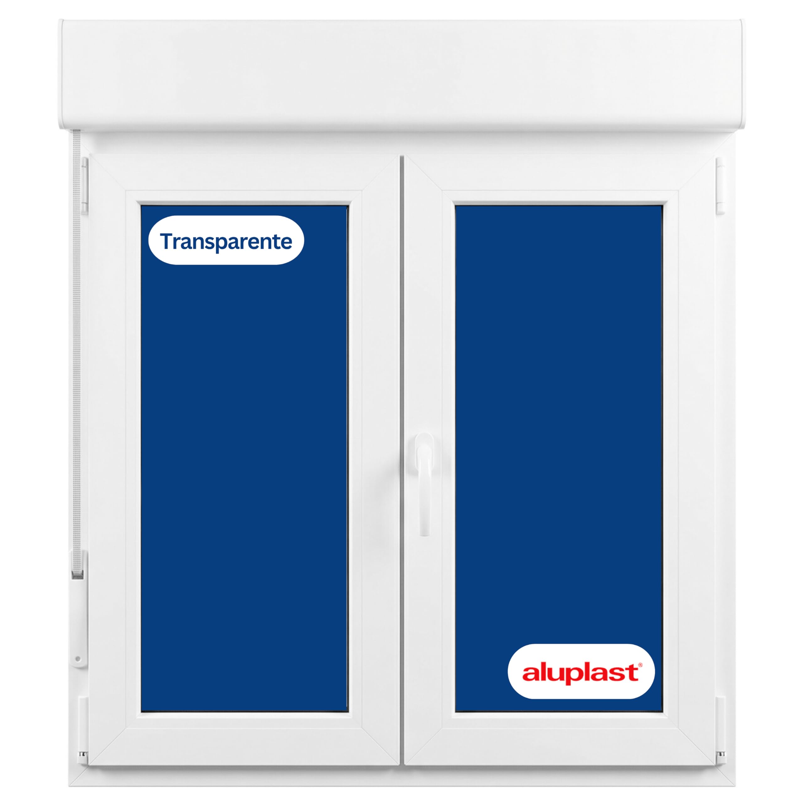 Ventana PVC Reforzada con Persiana | 120x135,5 | 2 Hojas Oscilobatiente | Cristal Climalit TransparentePerfil Aluplast | BlancaNo amarillea Ruido <45db, Aislamiento Térmico | Entrega 24/48h