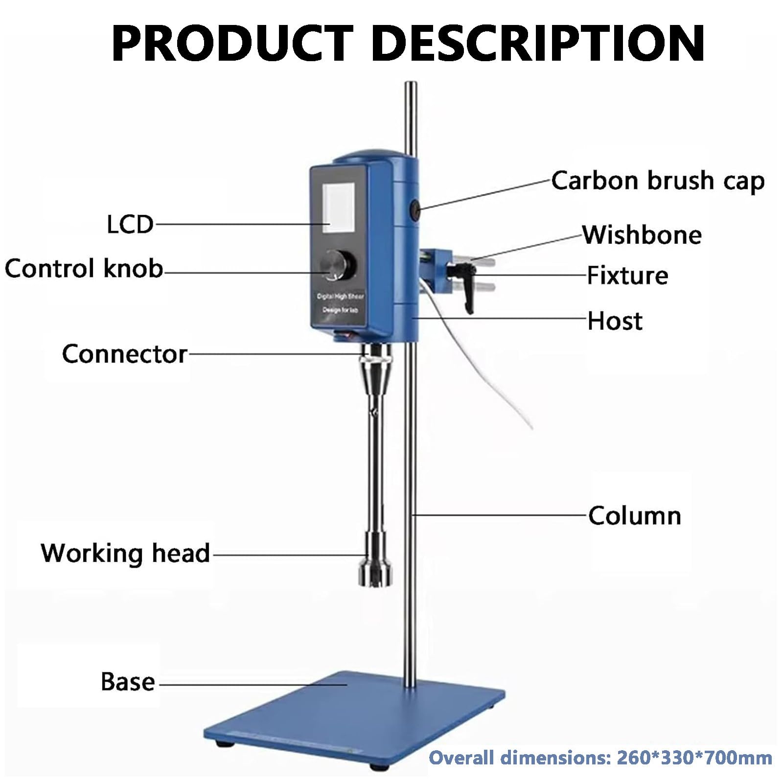 Hochgeschwindigkeits Dispergierhomogenisator, Labor Hochgeschwindigkeits Homogenisator, Einstellbarer Labor Dispergier Emulgator Mit Hoher Scherkraft, LCD Anzeige, Timer,50F