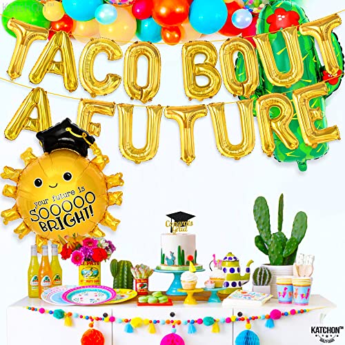 Image of KatchOn, Taco Bout A Future Balloons Set - Pack of 17 | Taco Sun & Cactus Foil Balloon For Graduation Decorations 2026 | Taco Bout A Future Graduation Banner For Festa Graduation Party Decorations