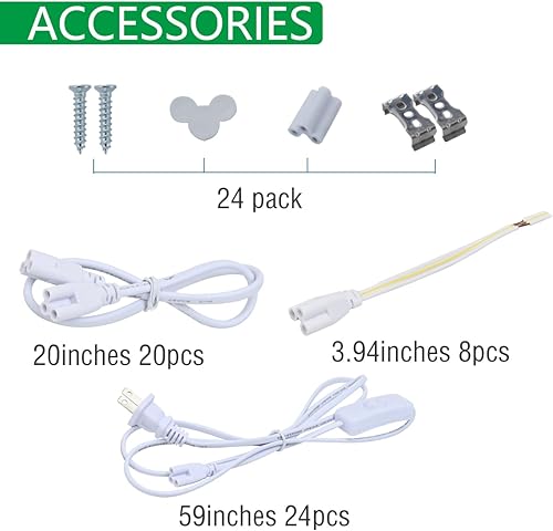 Miniatura 24 de Paquete de 6 lámparas T5 integradas individuales, cubierta transparente de luz LED enlazable de 4 pies y 20 W, luz diurna blanca de 6500 K, 2200