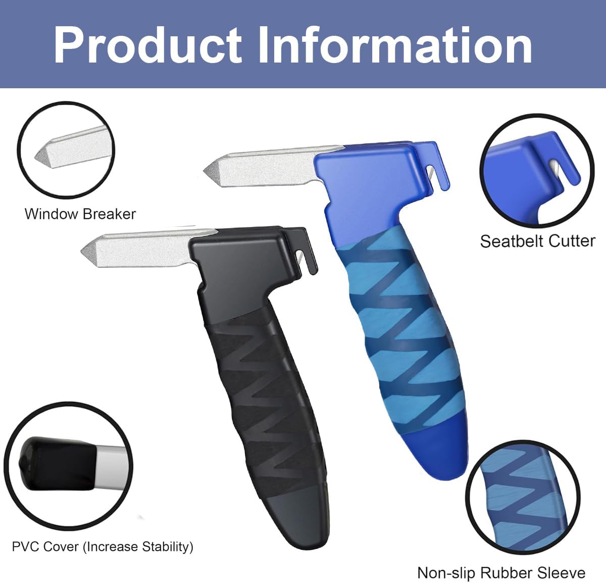 2 Pack Car Door Handle for Elderly, Door Grab Handle Assist, Ultra Grip Mobility Handle for Car, Car Door Latch Bar for Easily Get Out of Car, Anti-Slip Design, Black/Blue