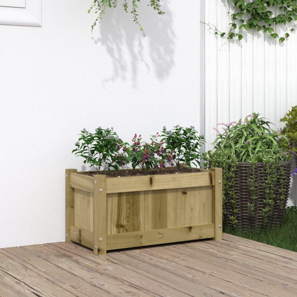 Jardinière en Bois de pin imprégné 60 x 31 x 31 cm bac Plante Balcon terrasse Jardin Exterieur avec Drainage Reserve Eau pour Fleurs semis Herbe aromatique et Decoration Nature