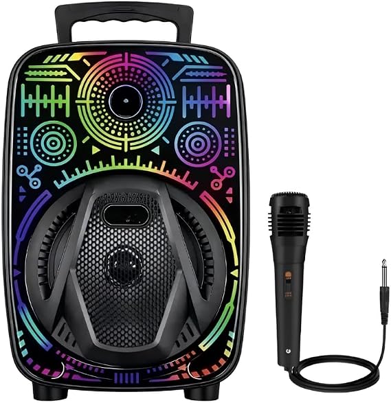 Taşınabilir Bluetooth Speaker Mikrofonlu RGB Işıklı Karaoke Ses Sistemi