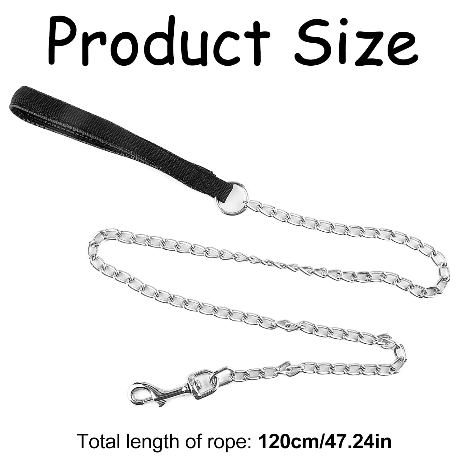 Bojueshaw Pet Collar with Metal Chain, Durable Dog Traction Rope with Comfortable Handle for Outdoor Walks Gardens - Image 2