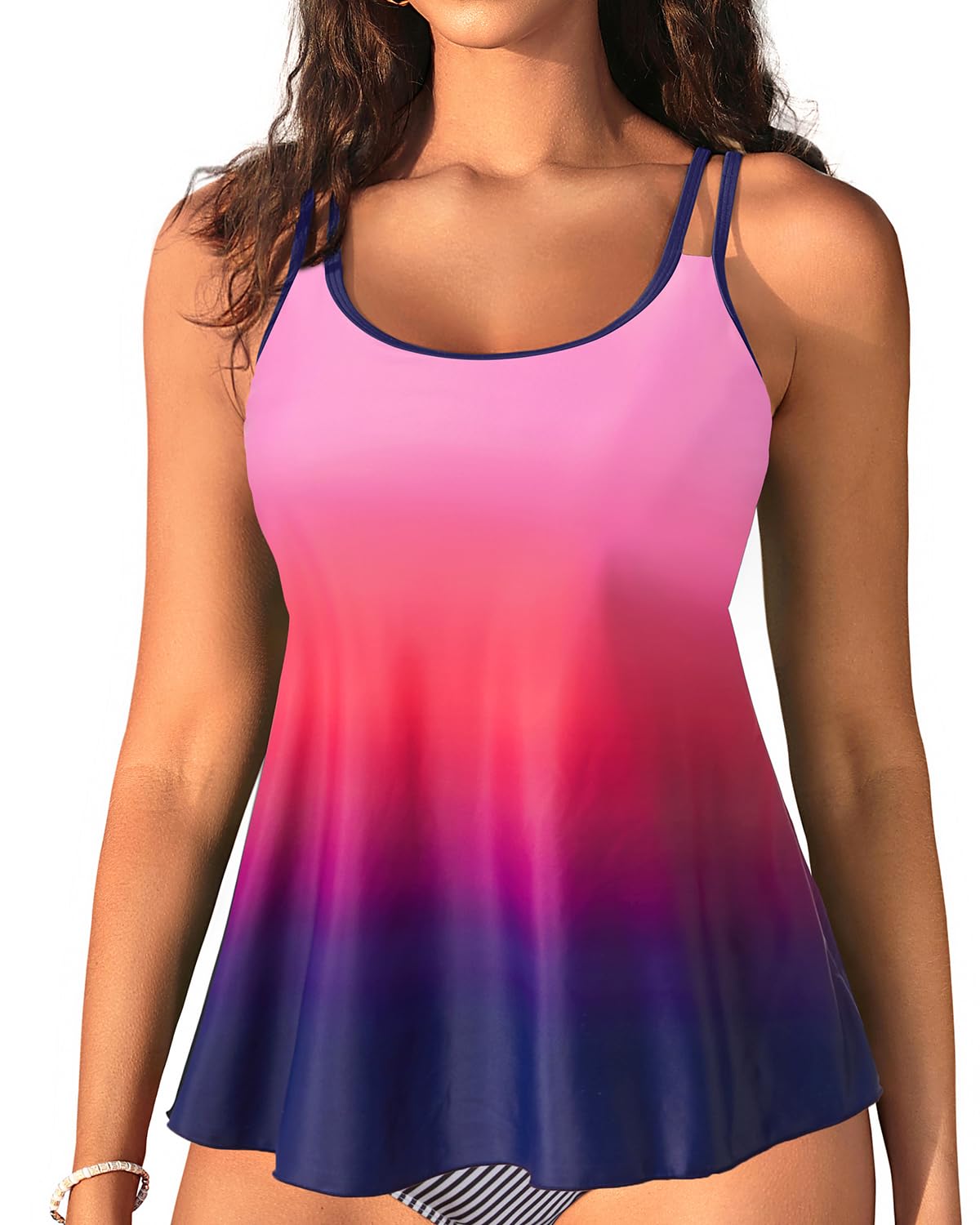 Womens Flowy Tankini Tops Only - Modest Bathing Suit Swim Tops No Bottom