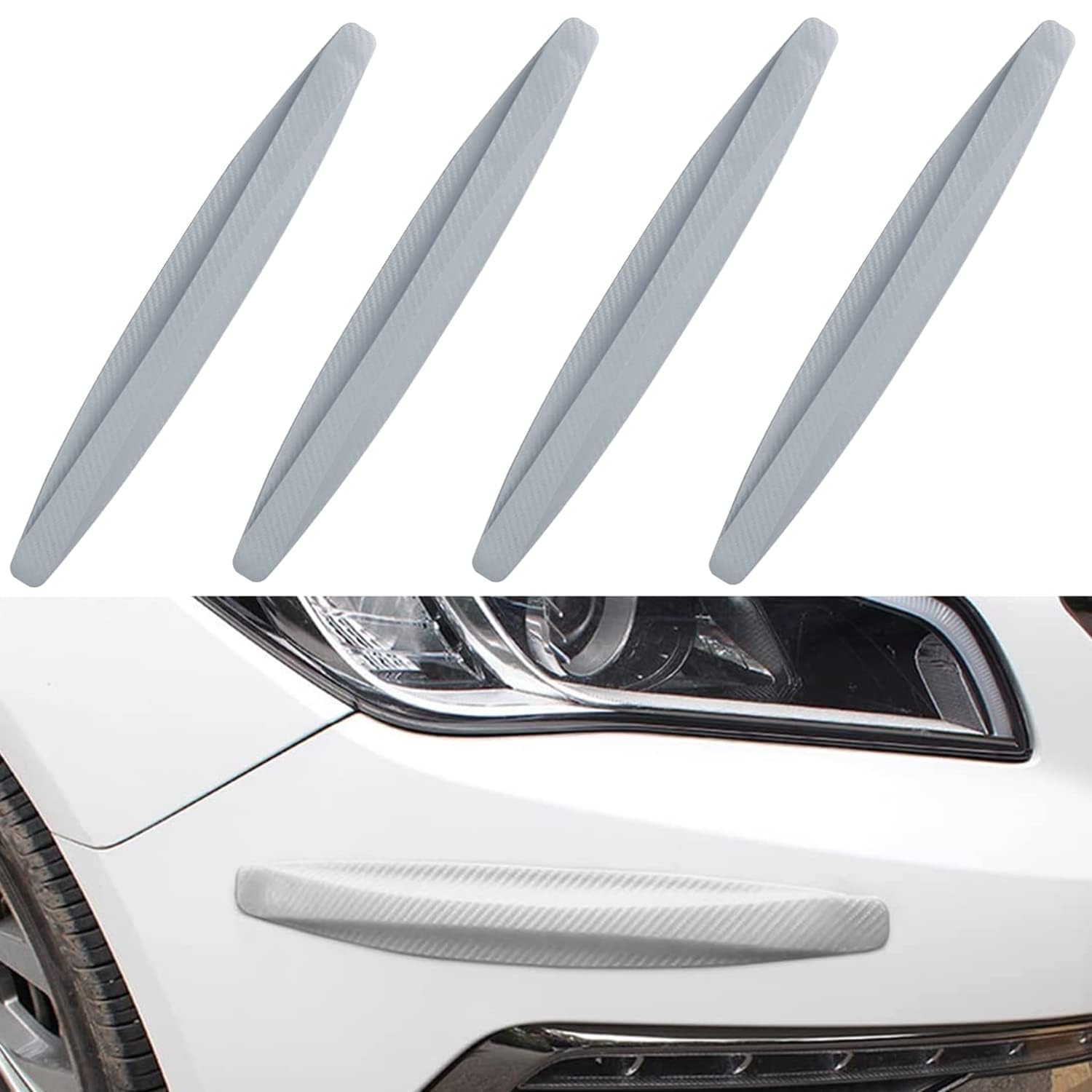 QIZUN 4 Pcs 41x4.5cm Bumper Protector Strips for Mercedes Benz C-Klasse Limousine W206 I 2021-2024, Resilient Weatherproof Durable Anti-scratch Shockproof Adhesive,White
