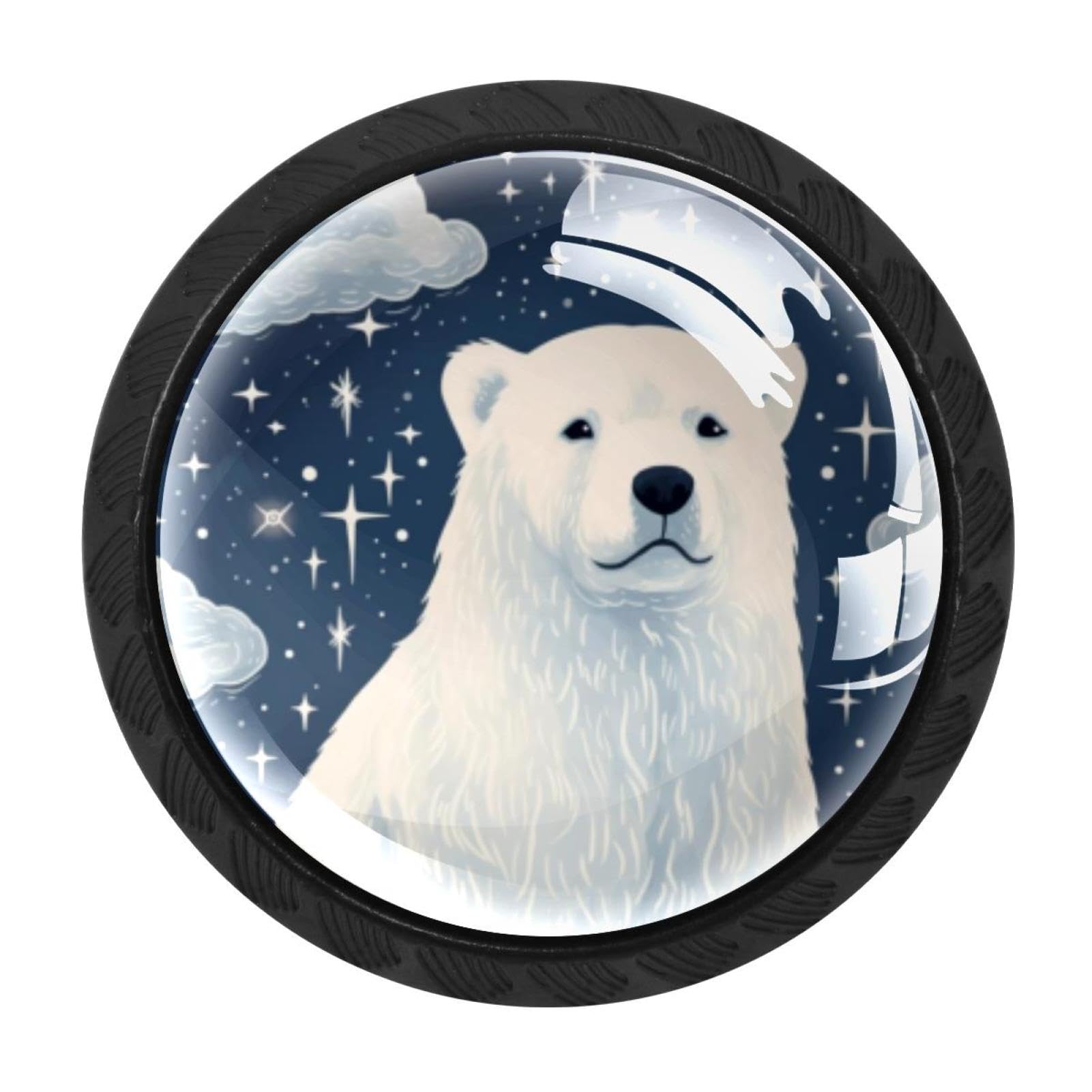 CHENZZZZ 4 Pieces Kitchen Cabinet Drawer Dresser Door Knobs Pulls Handles, Starry Polar Bear