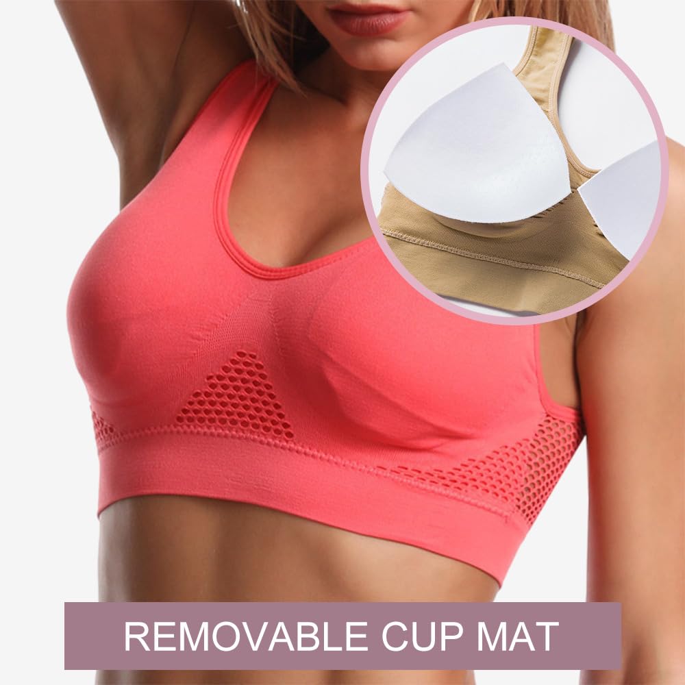Reggiseno sportivo traspirante con rete senza fili, per donne, morbido e anti-cedimento