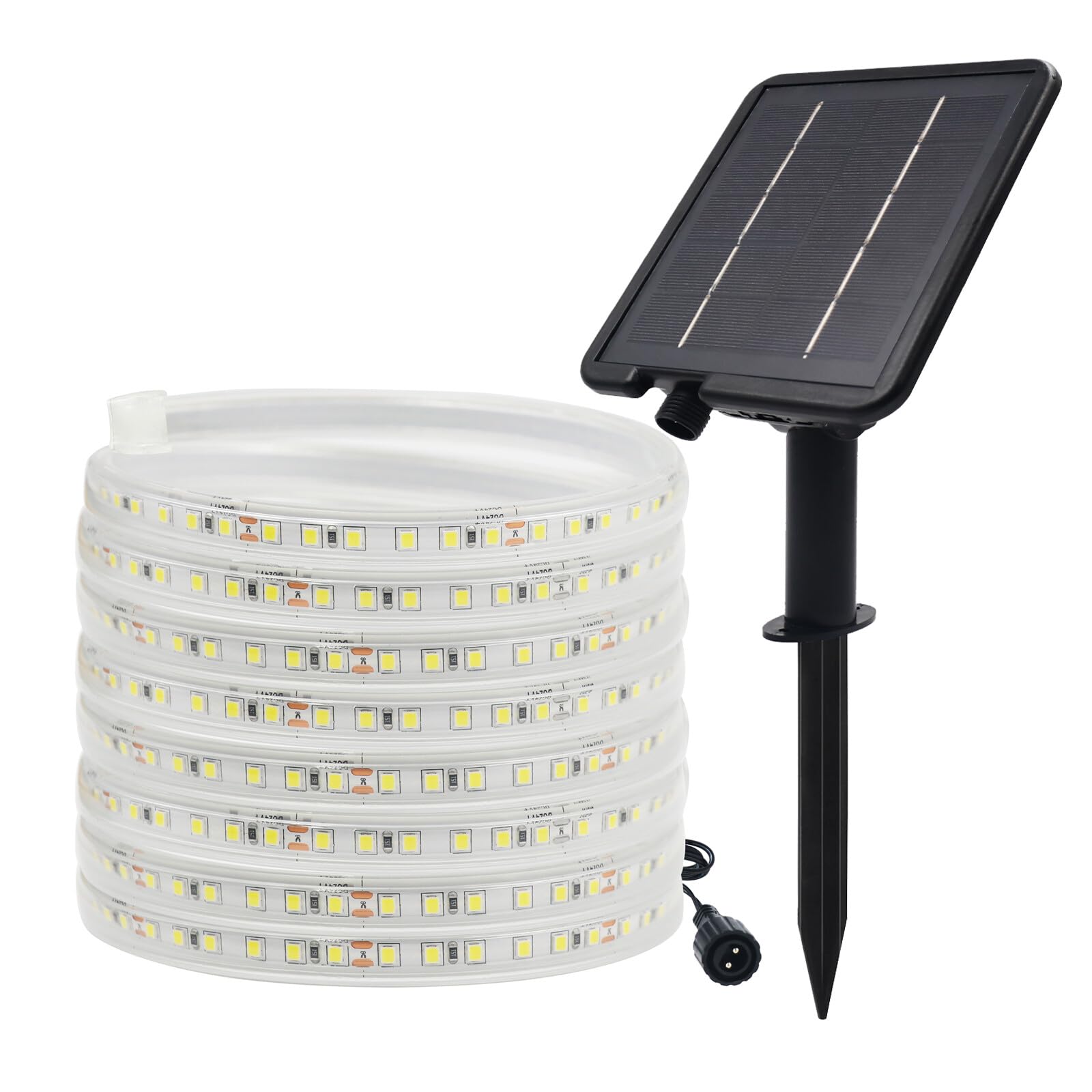 GQL 24V Solar/USB LED Strip Lights - IP67 Waterproof 2835 FPC 120LEDs/m, 8-Mode Controller for Indoor Outdoor Decoration (Warm White,5m) โ image 1
