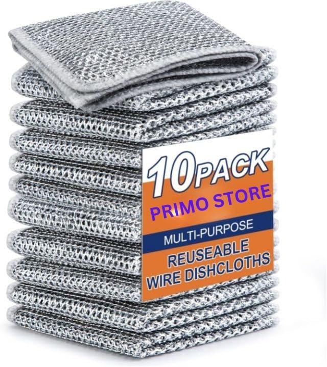 PRIMO STORE Non Scratch Dish Wash Cloth, Steel Wire Dish Cloth, Wire Dishwashing Rags for Wet and Dry Stainless Steel Scrubber Non-Scratch Wire Dishcloth for Washing Dishes Sinks Counters (Pack Of 10) (B0D818Y8KS) Amazon Price History, Amazon Price Tracker