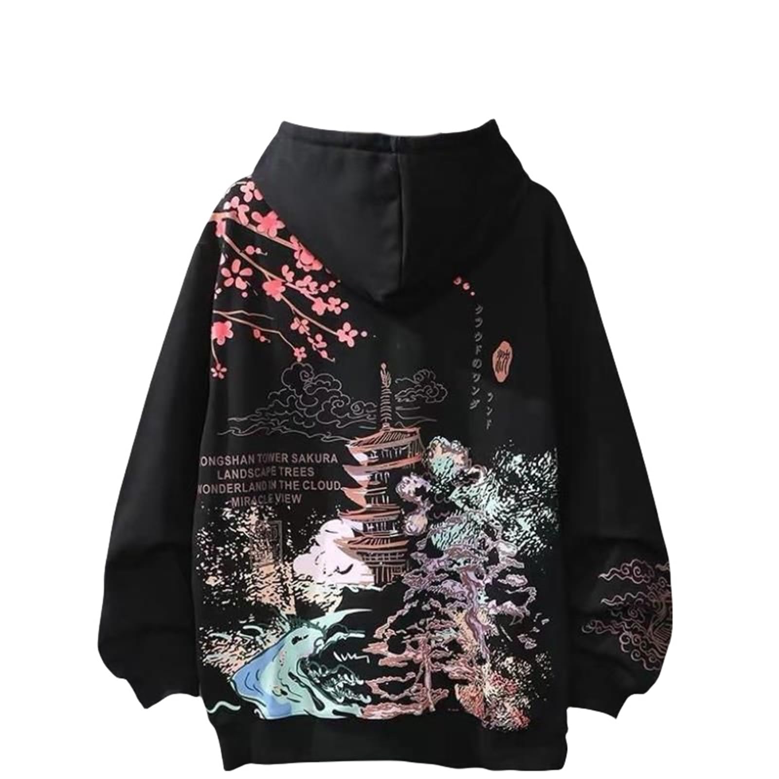 Sudadera con capucha para hombre de primavera/otoño estilo harajuku holgado negro thin-012 XL 8