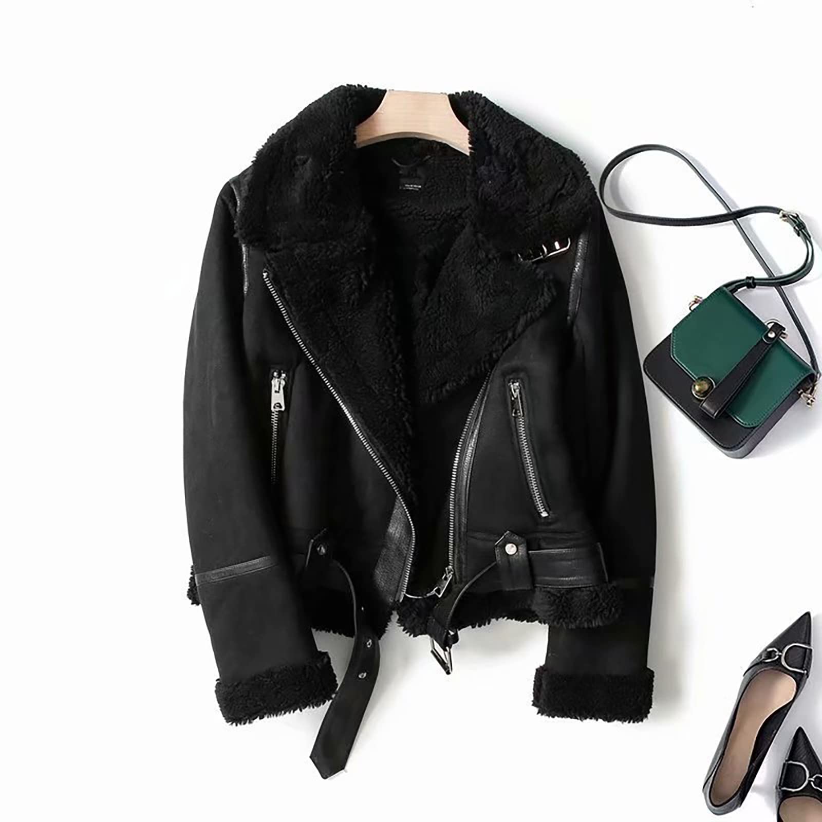 Generisch Leder Jacke Damen Gefüttert Warm Lederjacke Damen Winterjacke