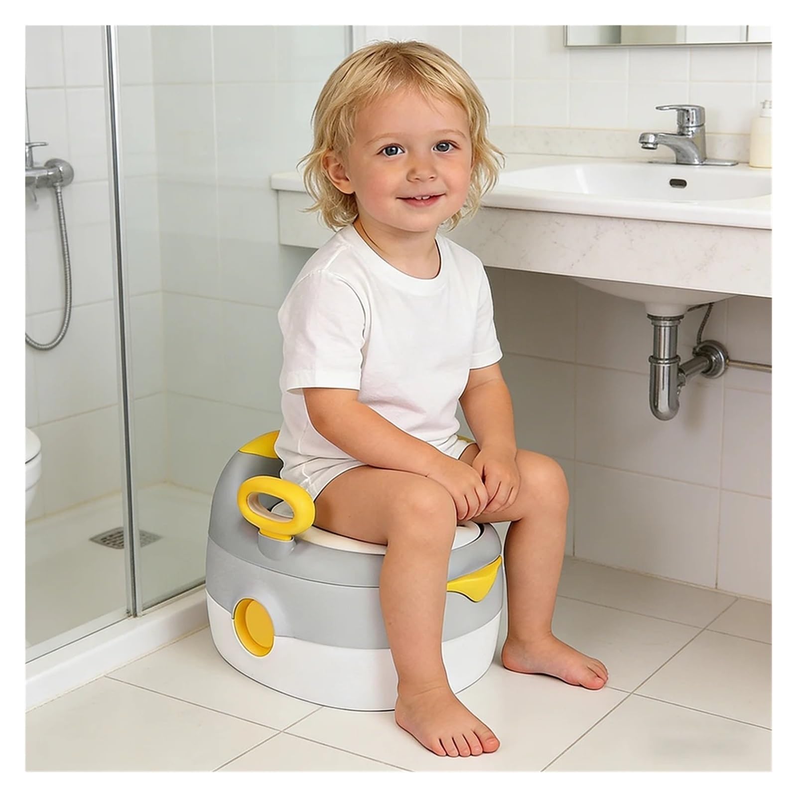 Baby-Töpfchen – Kinder-Toilettenverkleinerer Sitzkissen Mit Hocker For Jungen Und Mädchen Im Alter Von 1–6 Jahren, Heimreise Robust Und Bequem | GRAY